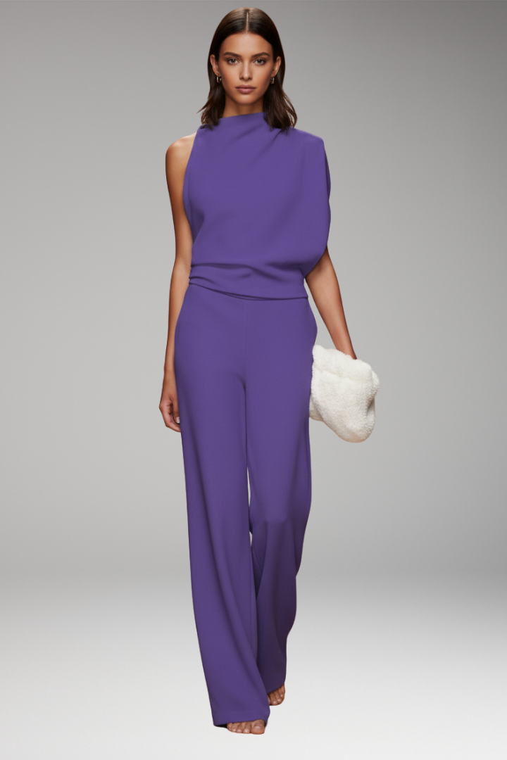 Women’s Jumpsuit with Sleeveless Upper and Wide-Leg Design