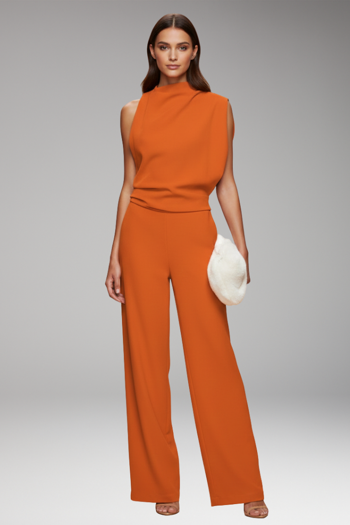 Women’s Jumpsuit with Sleeveless Upper and Wide-Leg Design