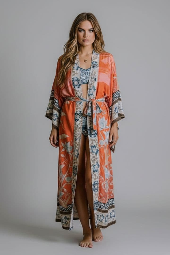 Women's Kimono with Open Front and Wide Sleeves