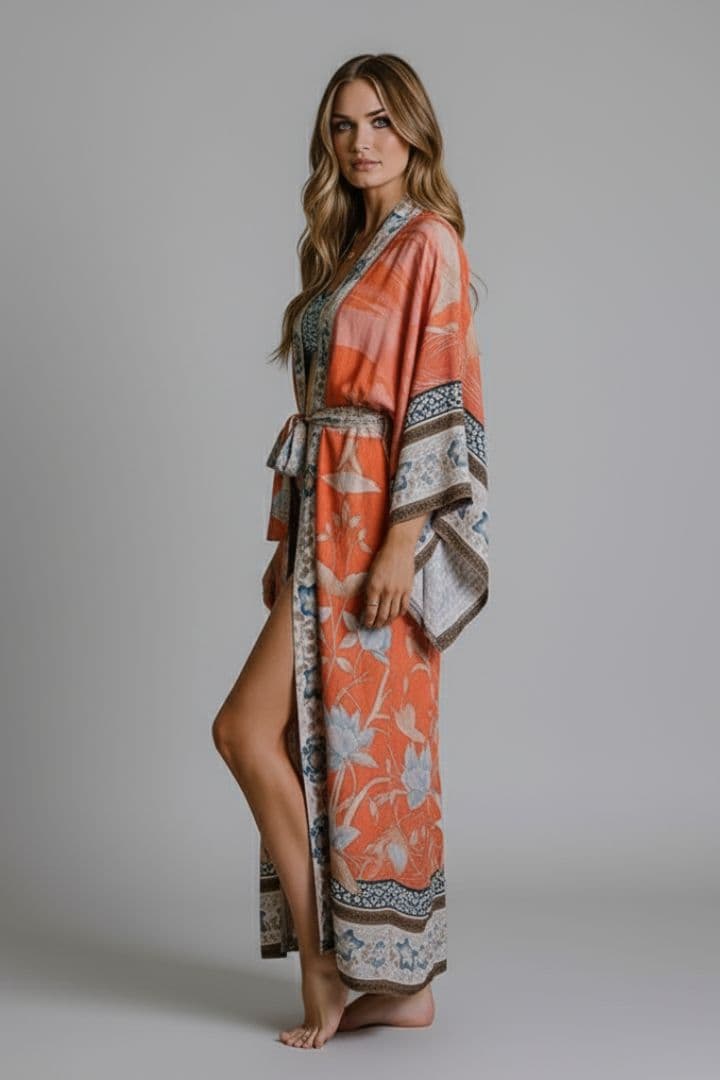 Women's Kimono with Open Front and Wide Sleeves