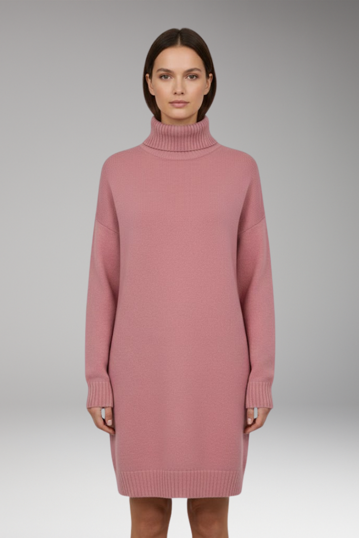Women's Knit Sweater Dress with Long Sleeves and Relaxed Fit