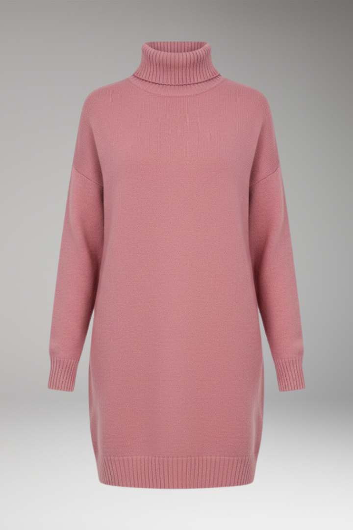 Women's Knit Sweater Dress with Long Sleeves and Relaxed Fit