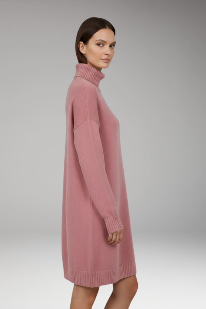 Women's Knit Sweater Dress with Long Sleeves and Relaxed Fit
