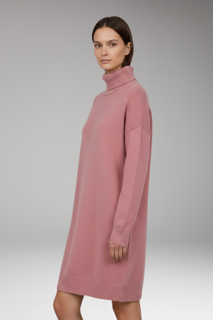 Women's Knit Sweater Dress with Long Sleeves and Relaxed Fit
