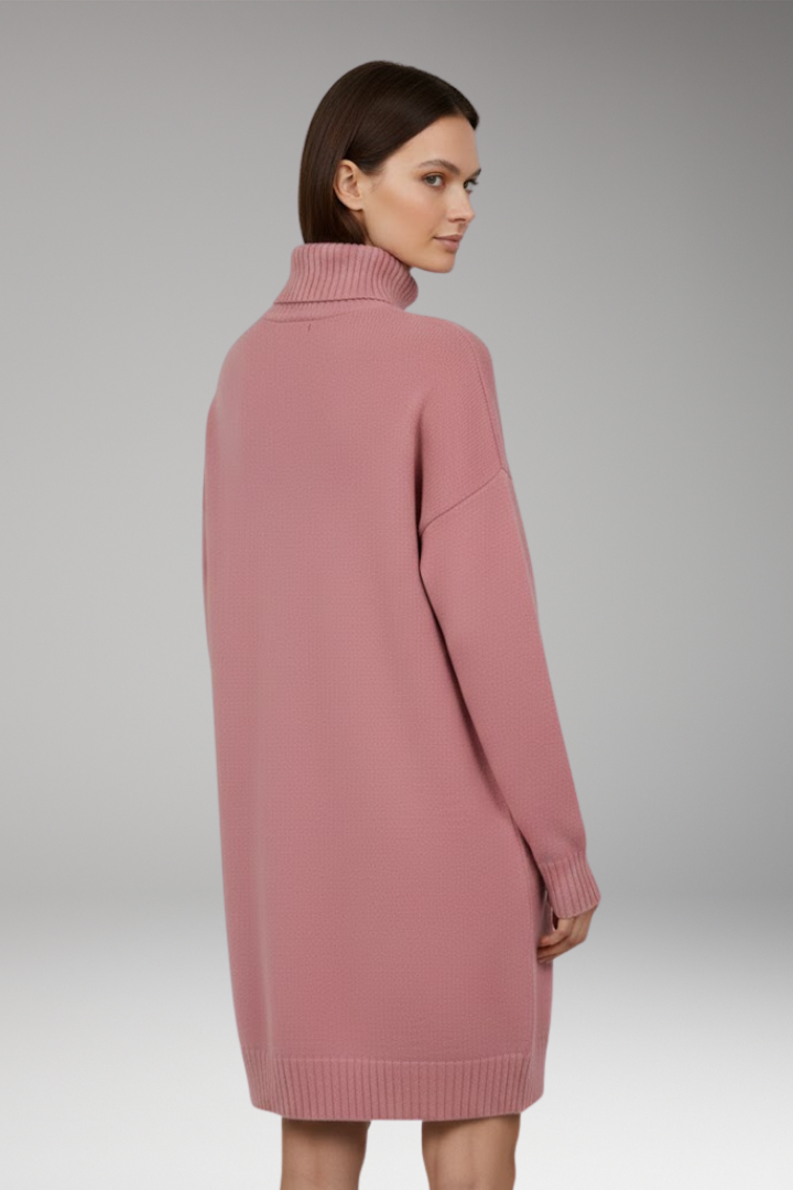 Women's Knit Sweater Dress with Long Sleeves and Relaxed Fit
