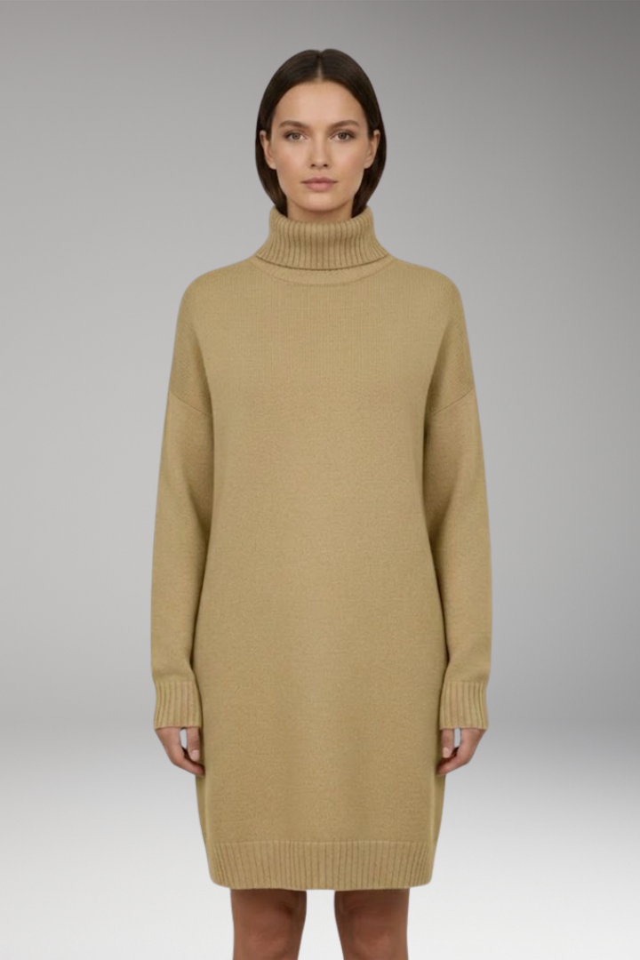 Women's Knit Sweater Dress with Long Sleeves and Relaxed Fit