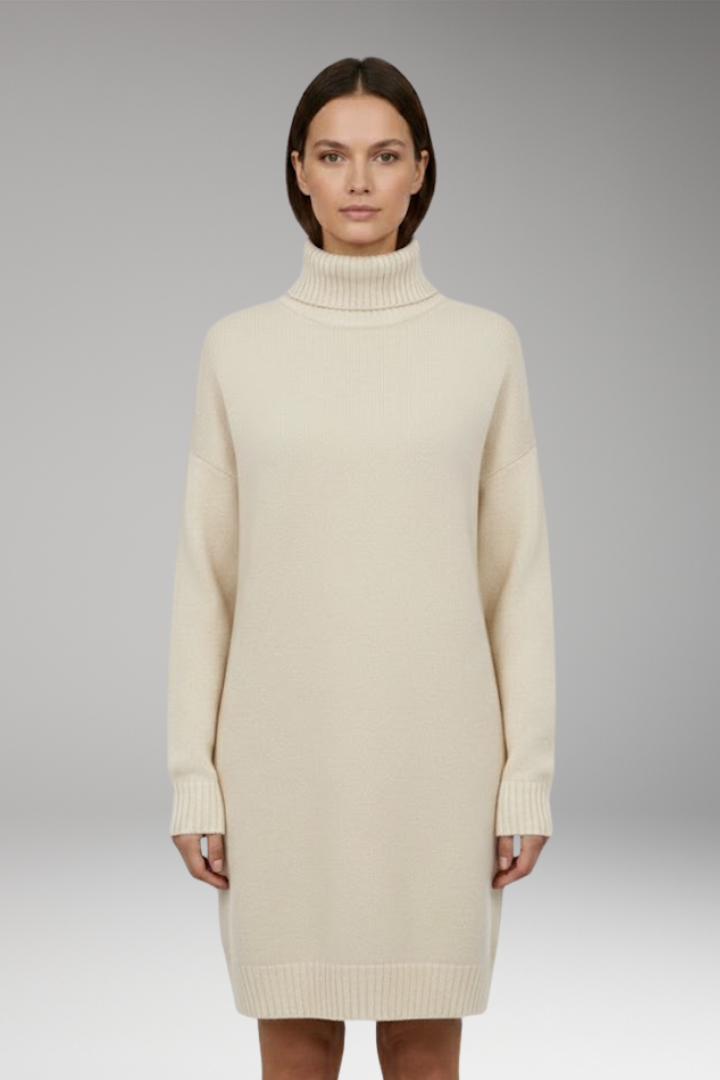 Women's Knit Sweater Dress with Long Sleeves and Relaxed Fit