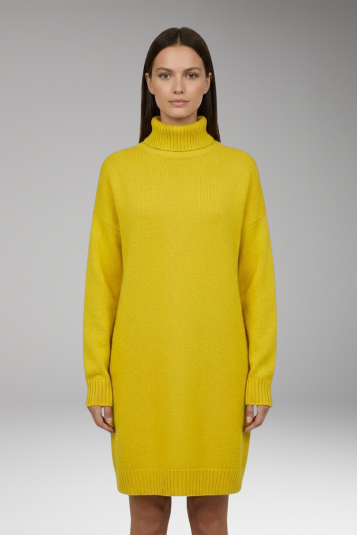 Women's Knit Sweater Dress with Long Sleeves and Relaxed Fit