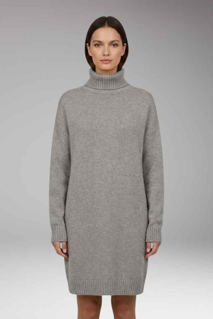 Women's Knit Sweater Dress with Long Sleeves and Relaxed Fit
