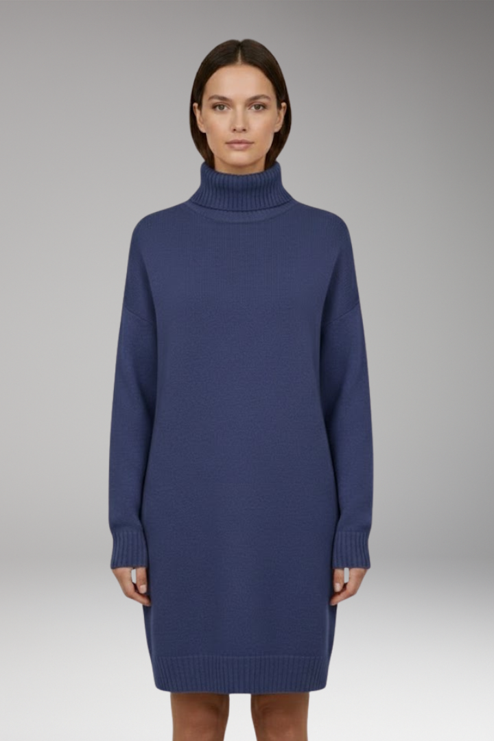 Women's Knit Sweater Dress with Long Sleeves and Relaxed Fit