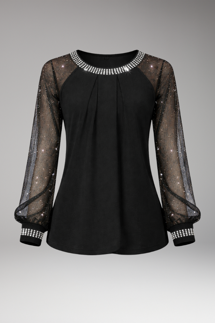 Women's Knit Top with Round Neckline and Long Sleeves