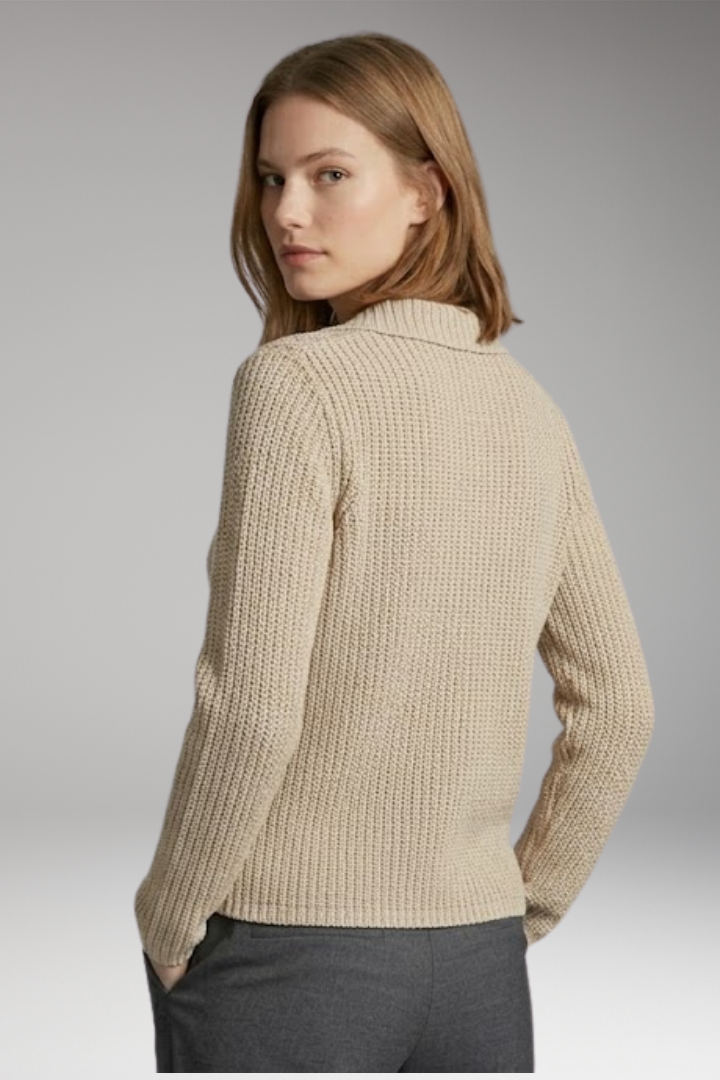 Women's Knit Top with V-Neck and Long Sleeves