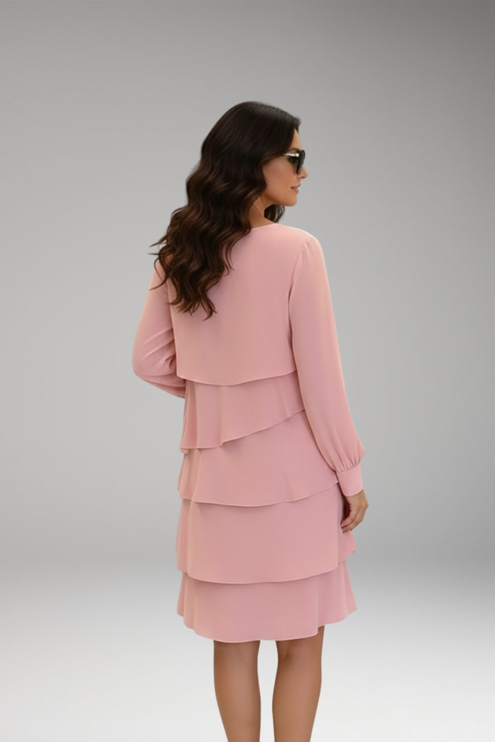 Women's Layered Dress with Long Sleeves and Flattering Fit