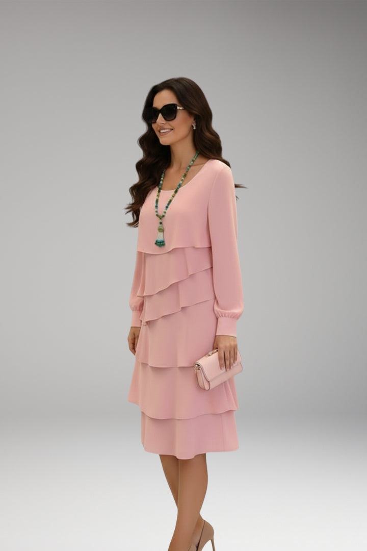 Women's Layered Dress with Long Sleeves and Flattering Fit
