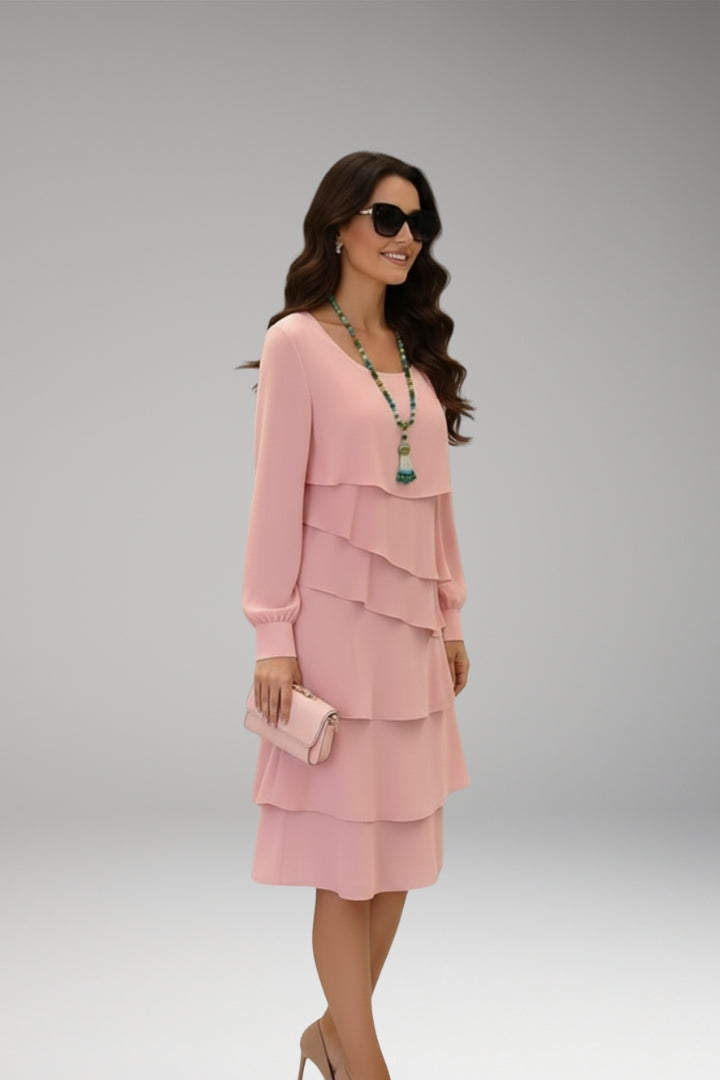 Women's Layered Dress with Long Sleeves and Flattering Fit