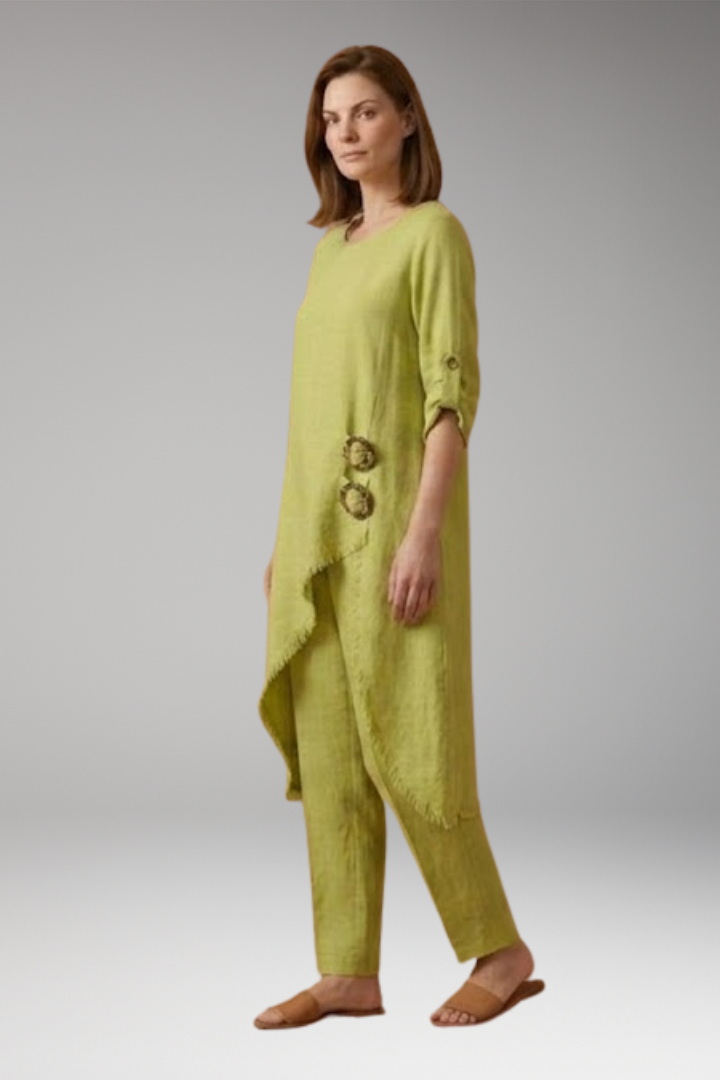 Women's Linen Blend Set with Relaxed Fit and Breathable Comfort