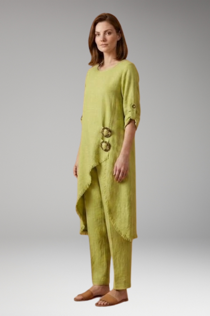 Women's Linen Blend Set with Relaxed Fit and Breathable Comfort