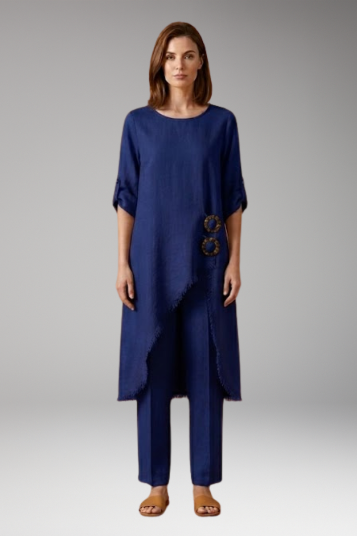 Women's Linen Blend Set with Relaxed Fit and Breathable Comfort