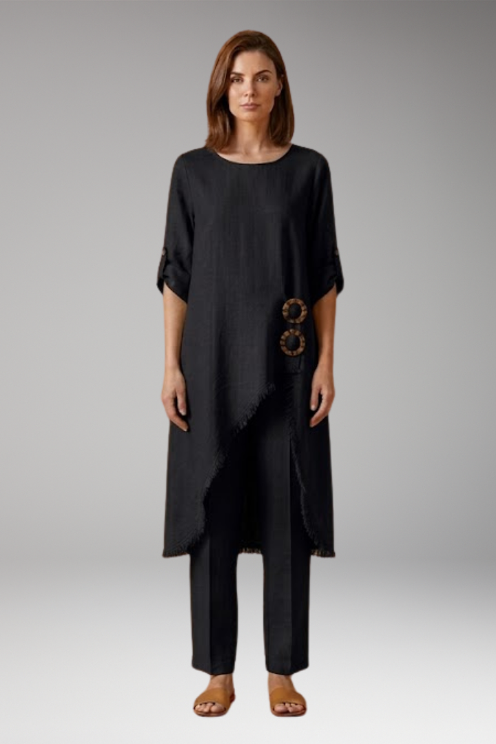 Women's Linen Blend Set with Relaxed Fit and Breathable Comfort