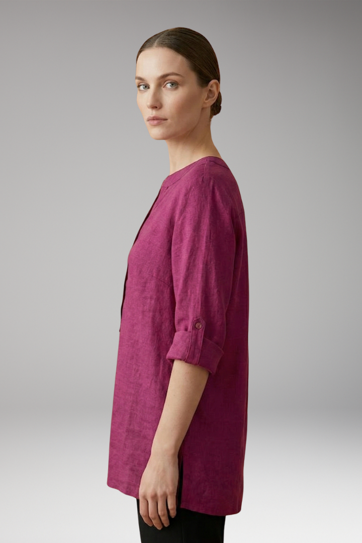 Women's Linen Blouse with Relaxed Fit and Breathable Comfort