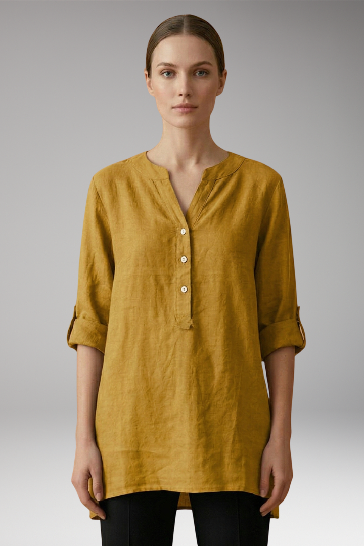 Women's Linen Blouse with Relaxed Fit and Breathable Comfort