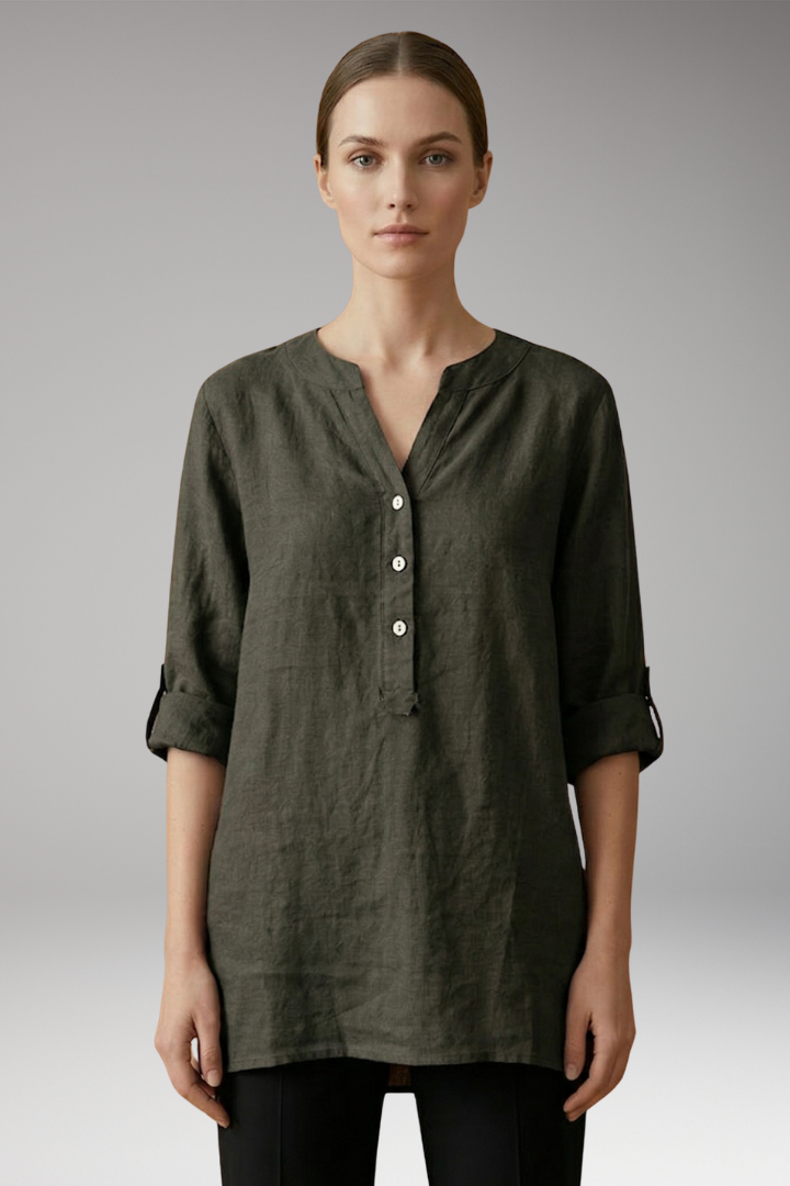 Women's Linen Blouse with Relaxed Fit and Breathable Comfort