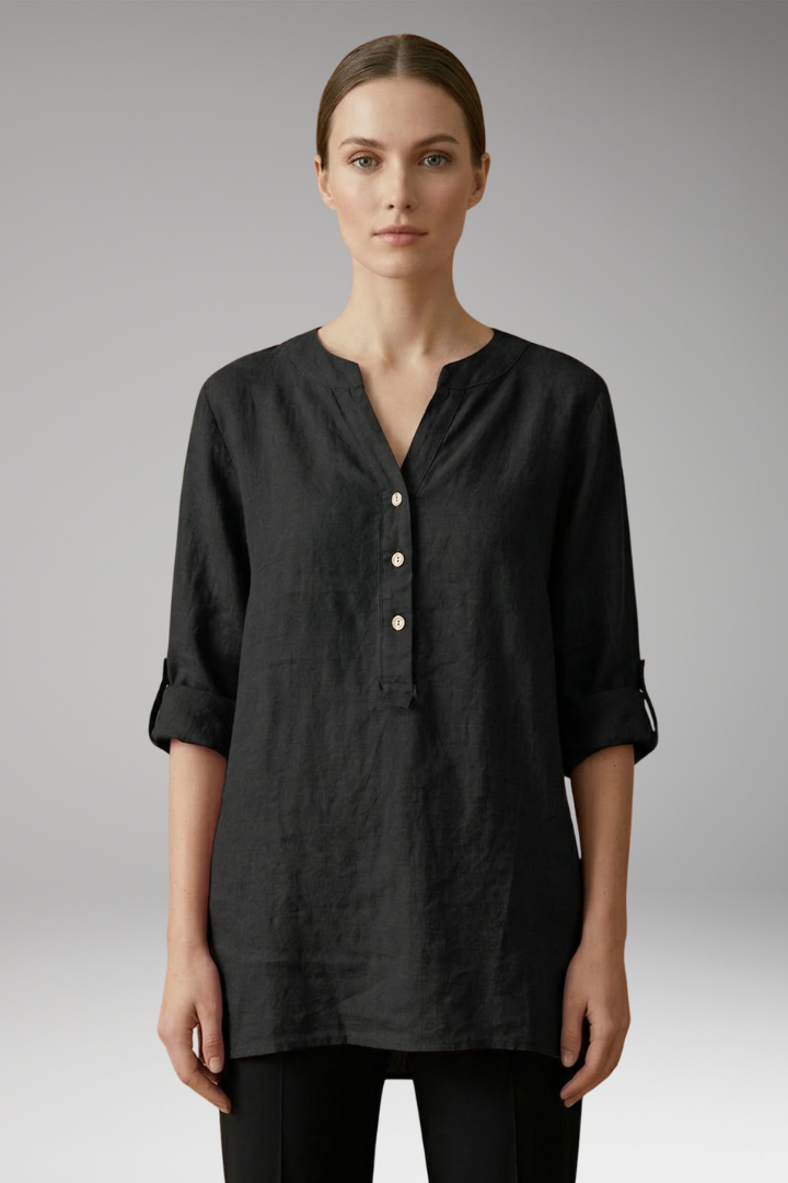 Women's Linen Blouse with Relaxed Fit and Breathable Comfort