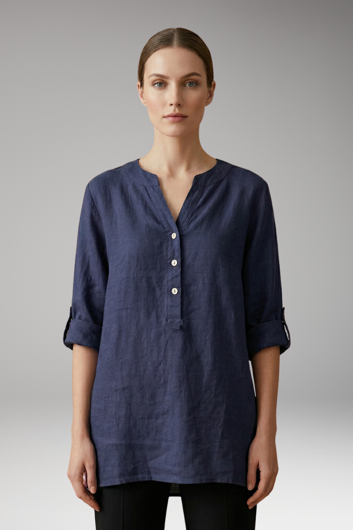 Women's Linen Blouse with Relaxed Fit and Breathable Comfort