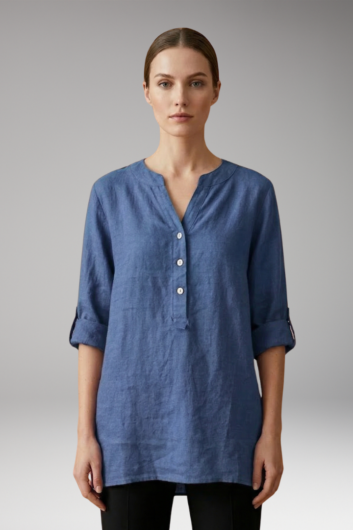 Women's Linen Blouse with Relaxed Fit and Breathable Comfort