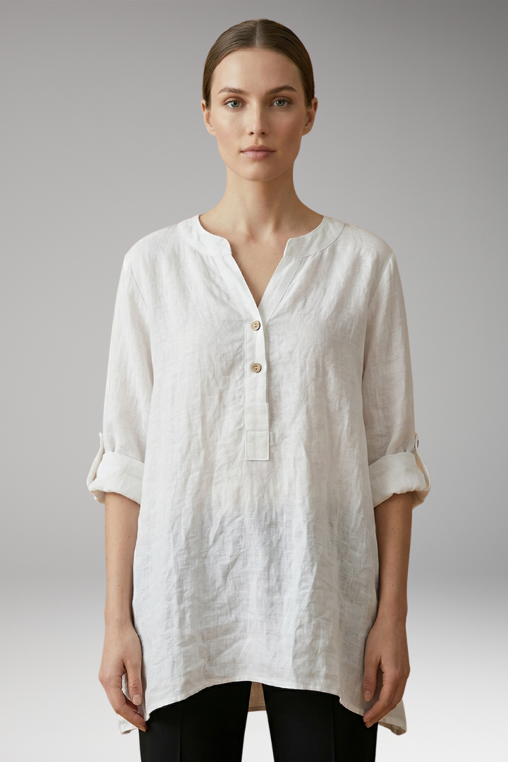 Women's Linen Blouse with Relaxed Fit and Breathable Comfort