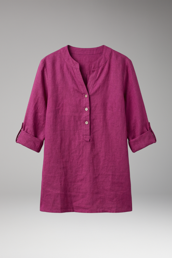 Women's Linen Blouse with Relaxed Fit and Breathable Comfort