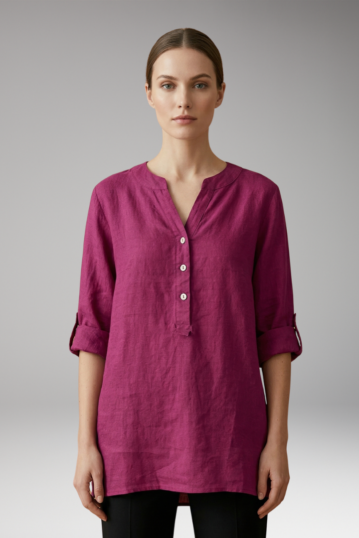 Women's Linen Blouse with Relaxed Fit and Breathable Comfort