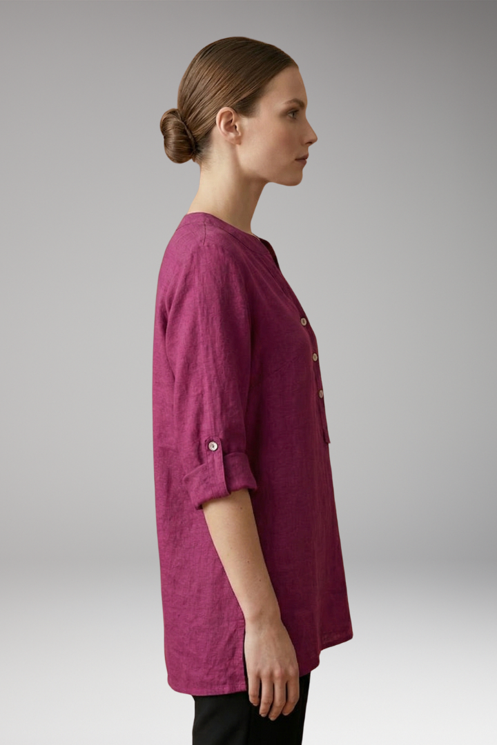 Women's Linen Blouse with Relaxed Fit and Breathable Comfort
