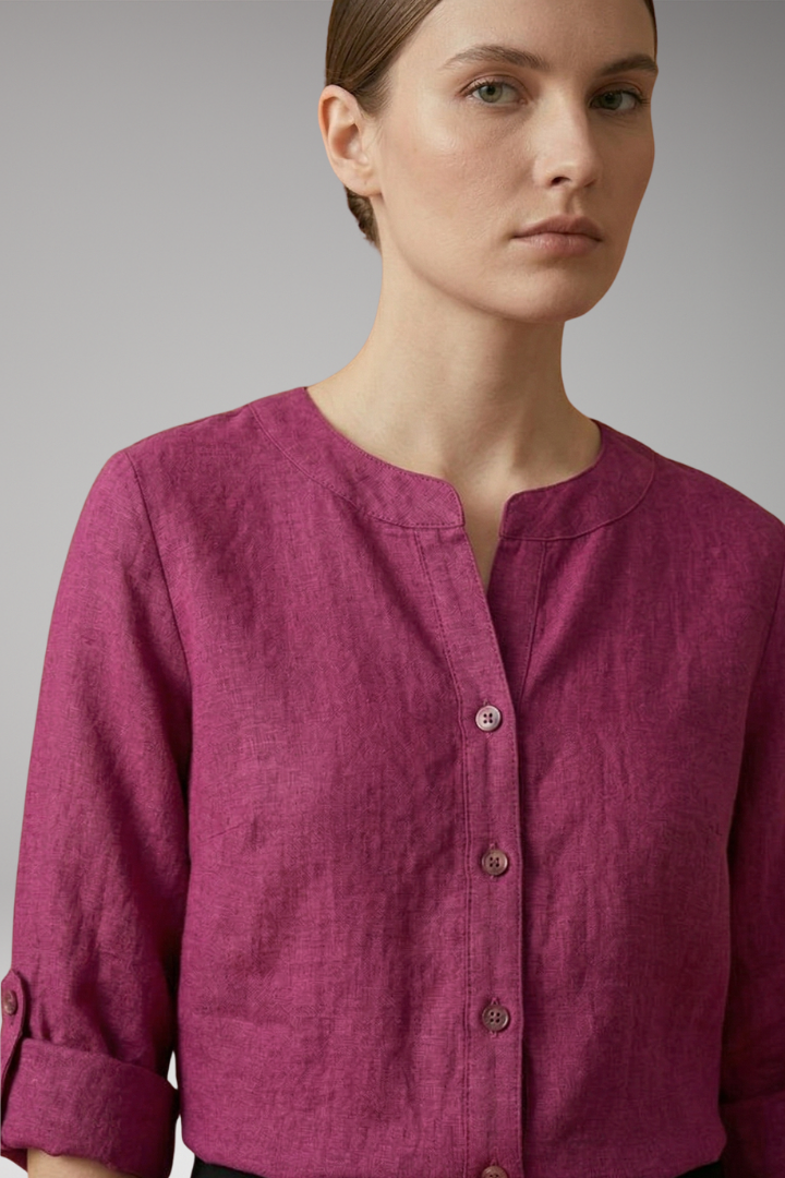 Women's Linen Blouse with Relaxed Fit and Breathable Comfort