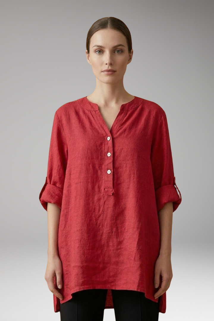 Women's Linen Blouse with Relaxed Fit and Breathable Comfort