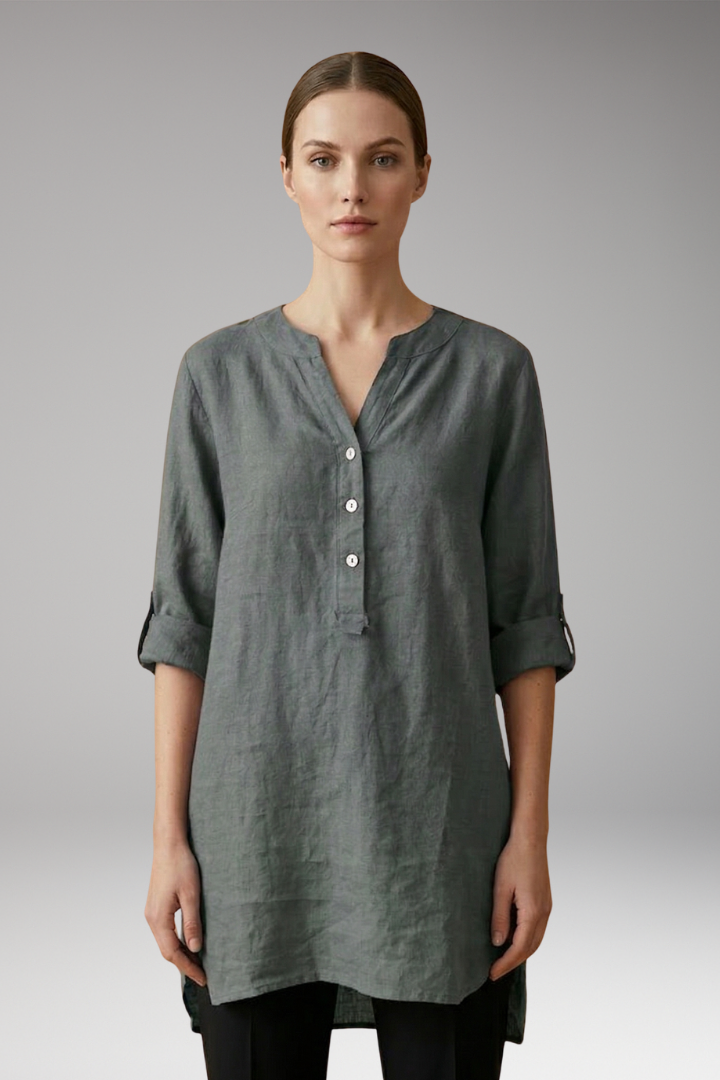 Women's Linen Blouse with Relaxed Fit and Breathable Comfort