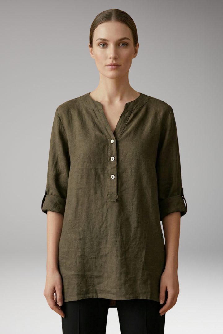 Women's Linen Blouse with Relaxed Fit and Breathable Comfort