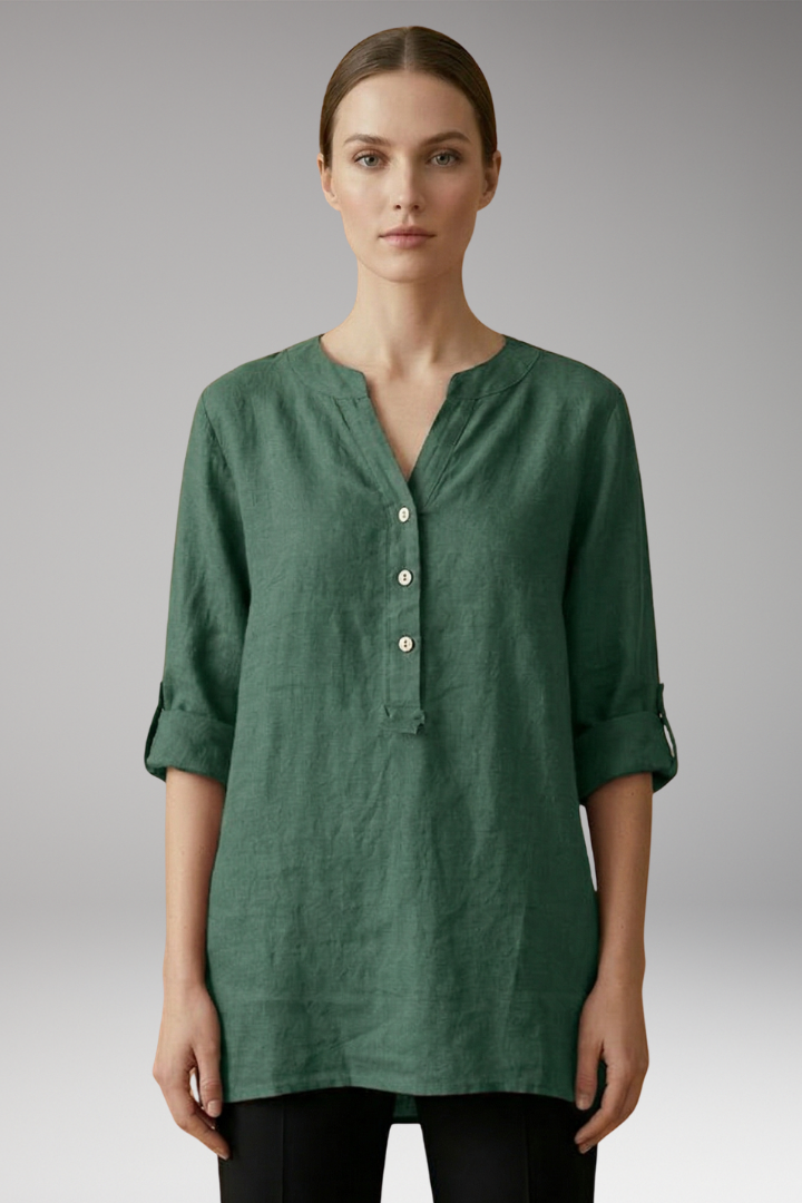 Women's Linen Blouse with Relaxed Fit and Breathable Comfort