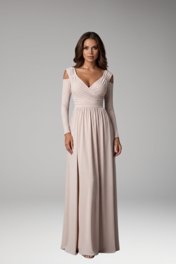 Women's Long Dress with Lace Accents and Flowing Silhouette