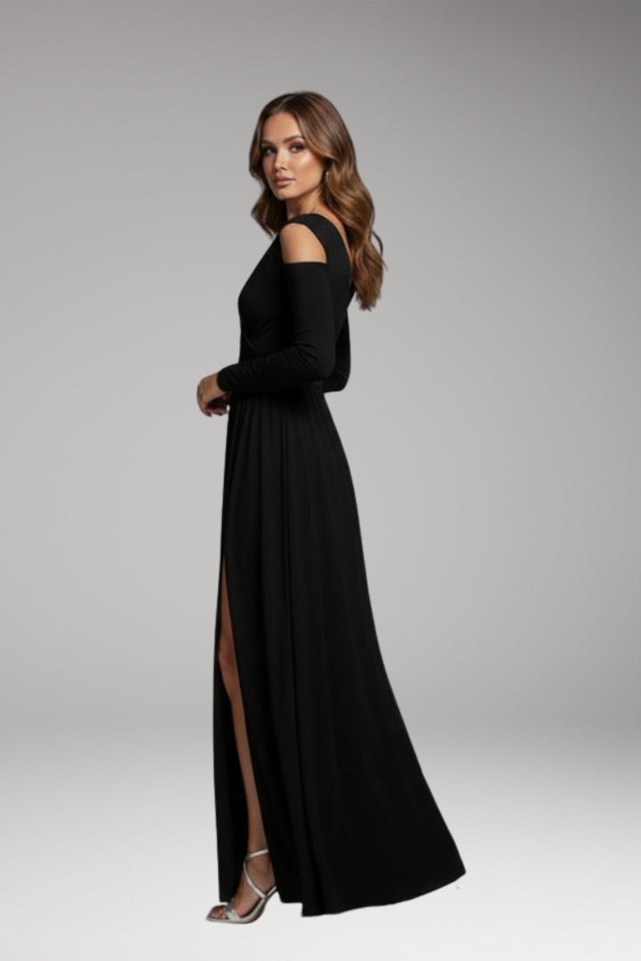 Women's Long Dress with Lace Accents and Flowing Silhouette