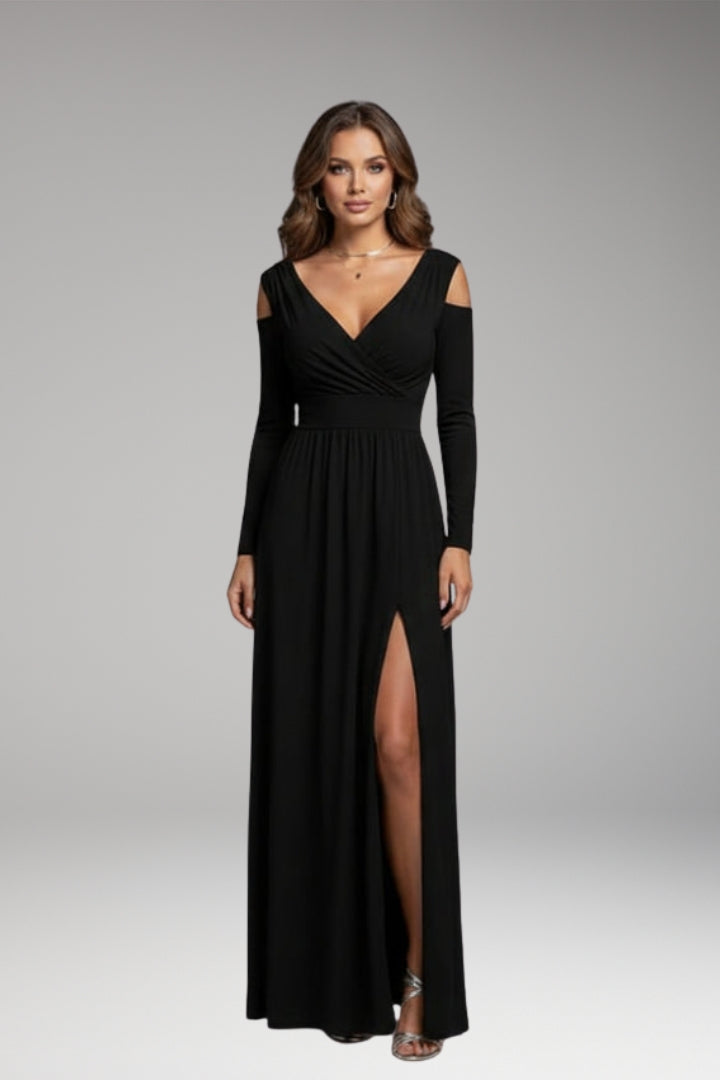 Women's Long Dress with Lace Accents and Flowing Silhouette