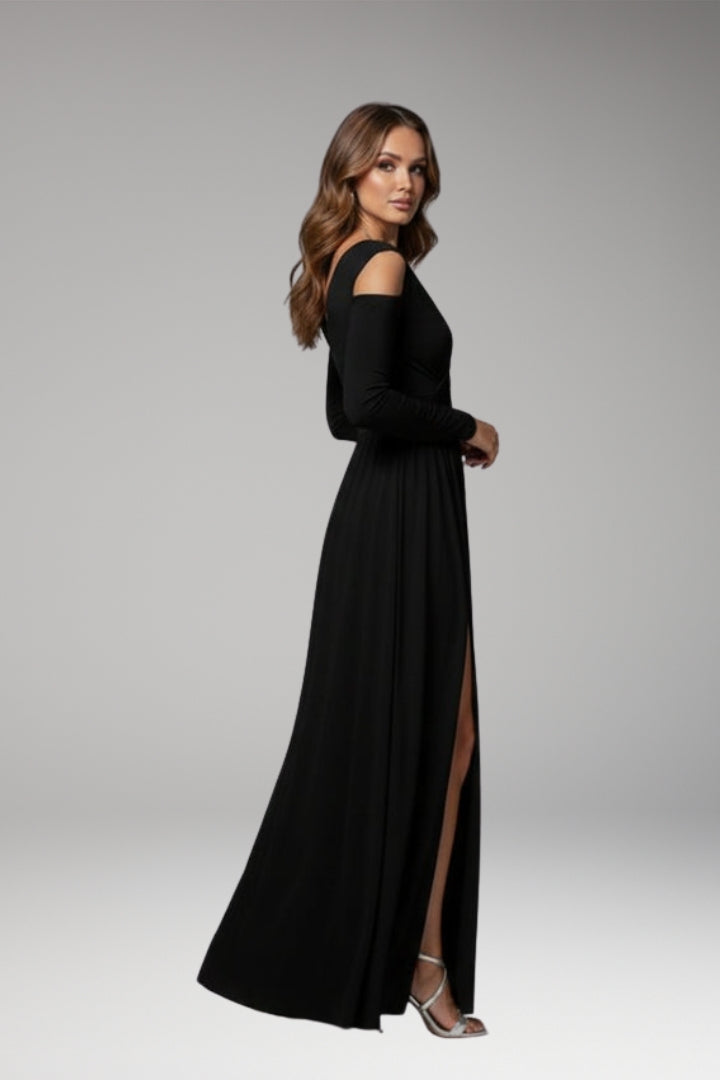 Women's Long Dress with Lace Accents and Flowing Silhouette