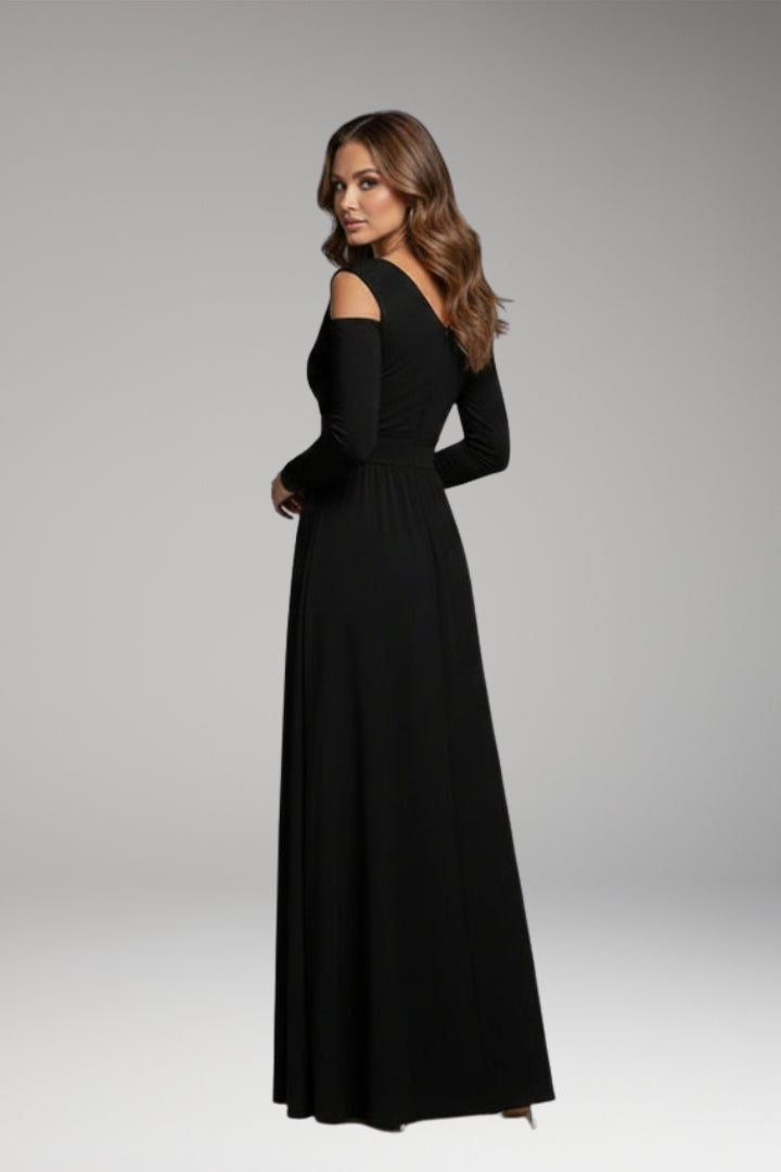 Women's Long Dress with Lace Accents and Flowing Silhouette