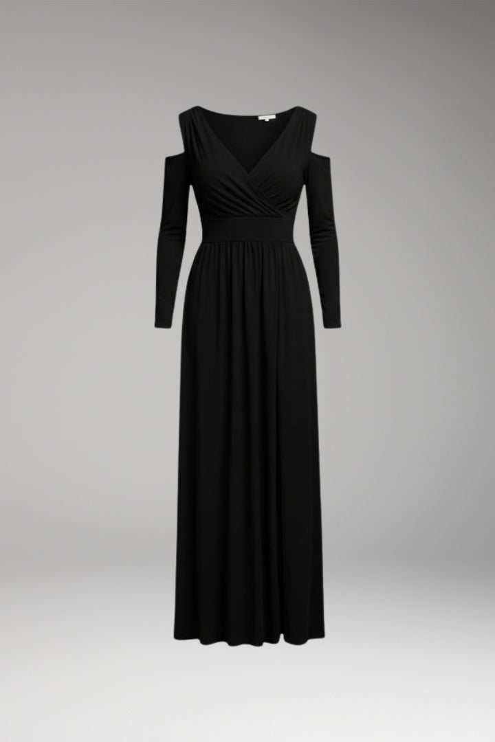 Women's Long Dress with Lace Accents and Flowing Silhouette