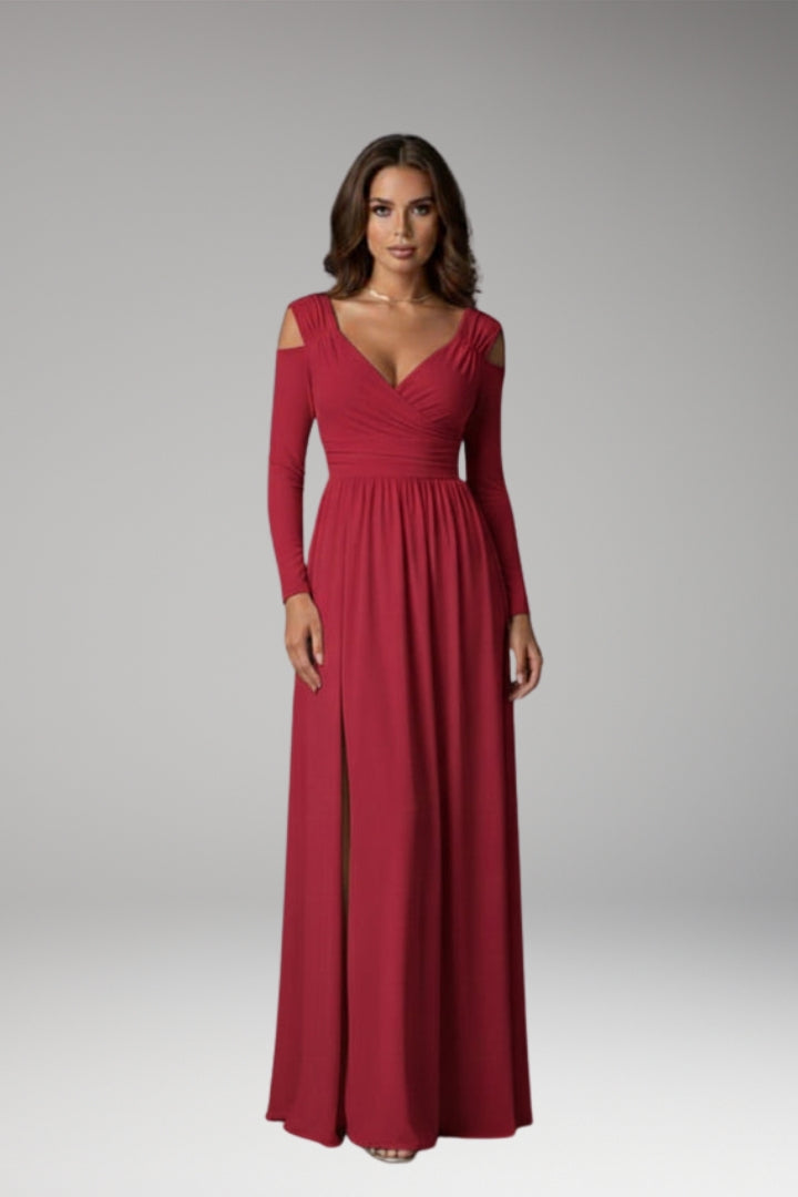 Women's Long Dress with Lace Accents and Flowing Silhouette