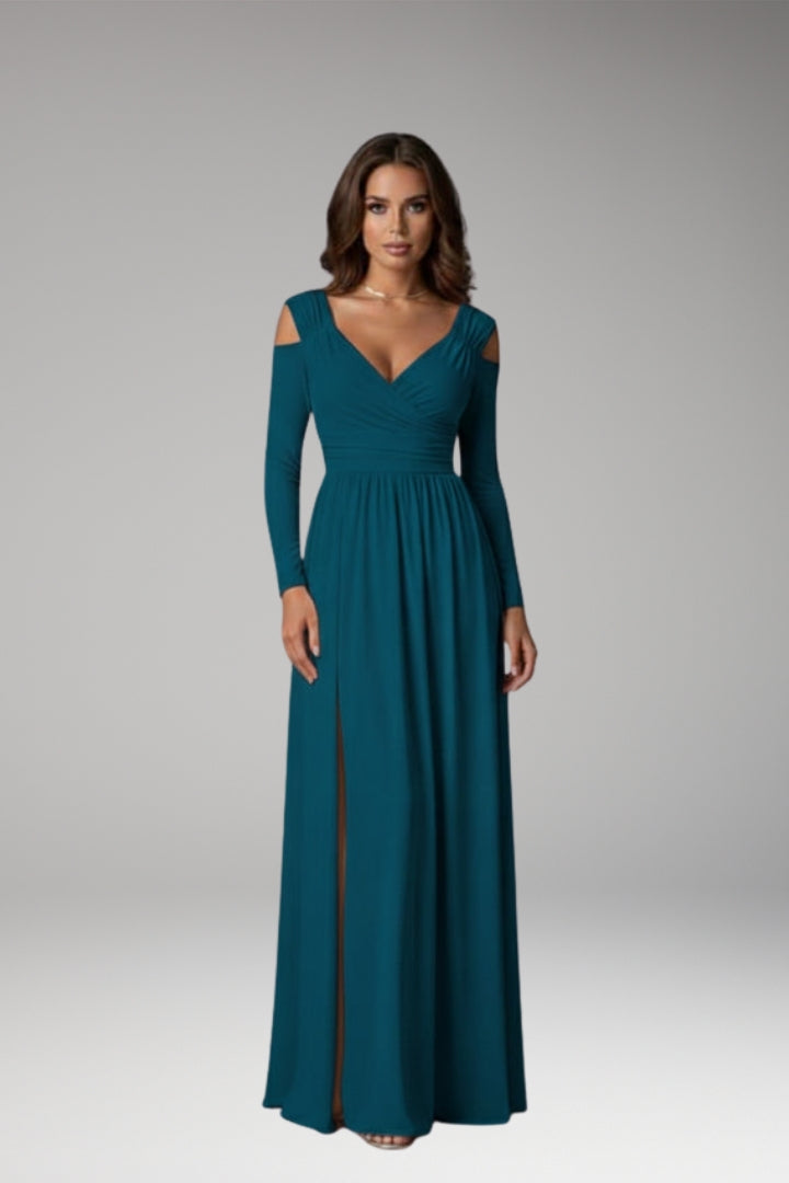 Women's Long Dress with Lace Accents and Flowing Silhouette