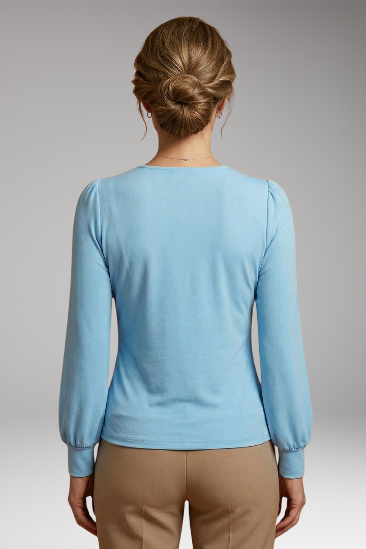 Women's Long Sleeve Top with V-Neck and Fitted Silhouette