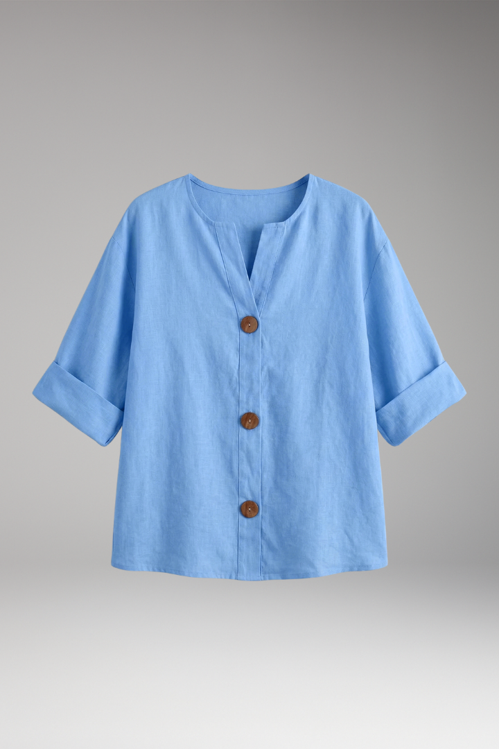 Women's Loose-Fitting Summer Blouse with Breathable Linen and Relaxed Fit
