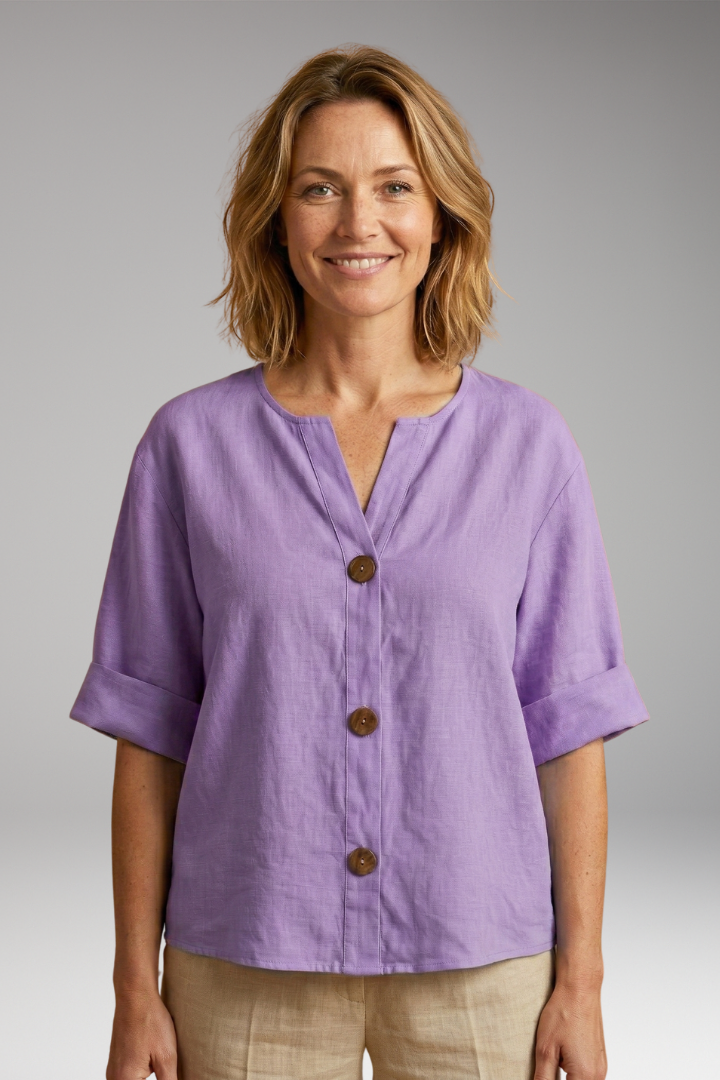 Women's Loose-Fitting Summer Blouse with Breathable Linen and Relaxed Fit