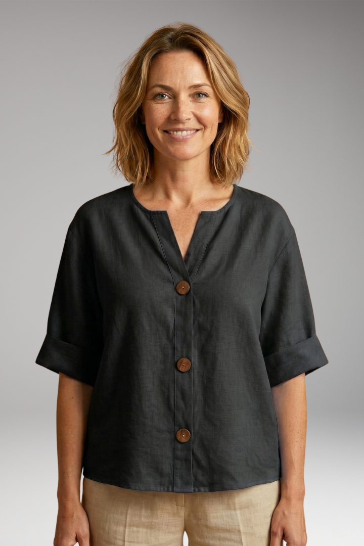 Women's Loose-Fitting Summer Blouse with Breathable Linen and Relaxed Fit